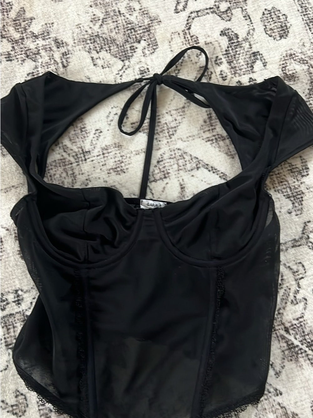 Garage Black Mesh Corset Top XS